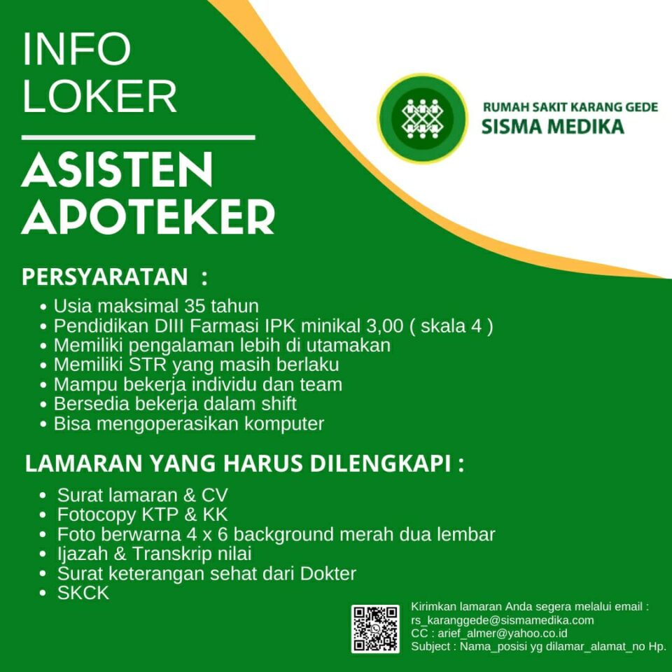 Lowongan Kerja Asisten Apoteker
