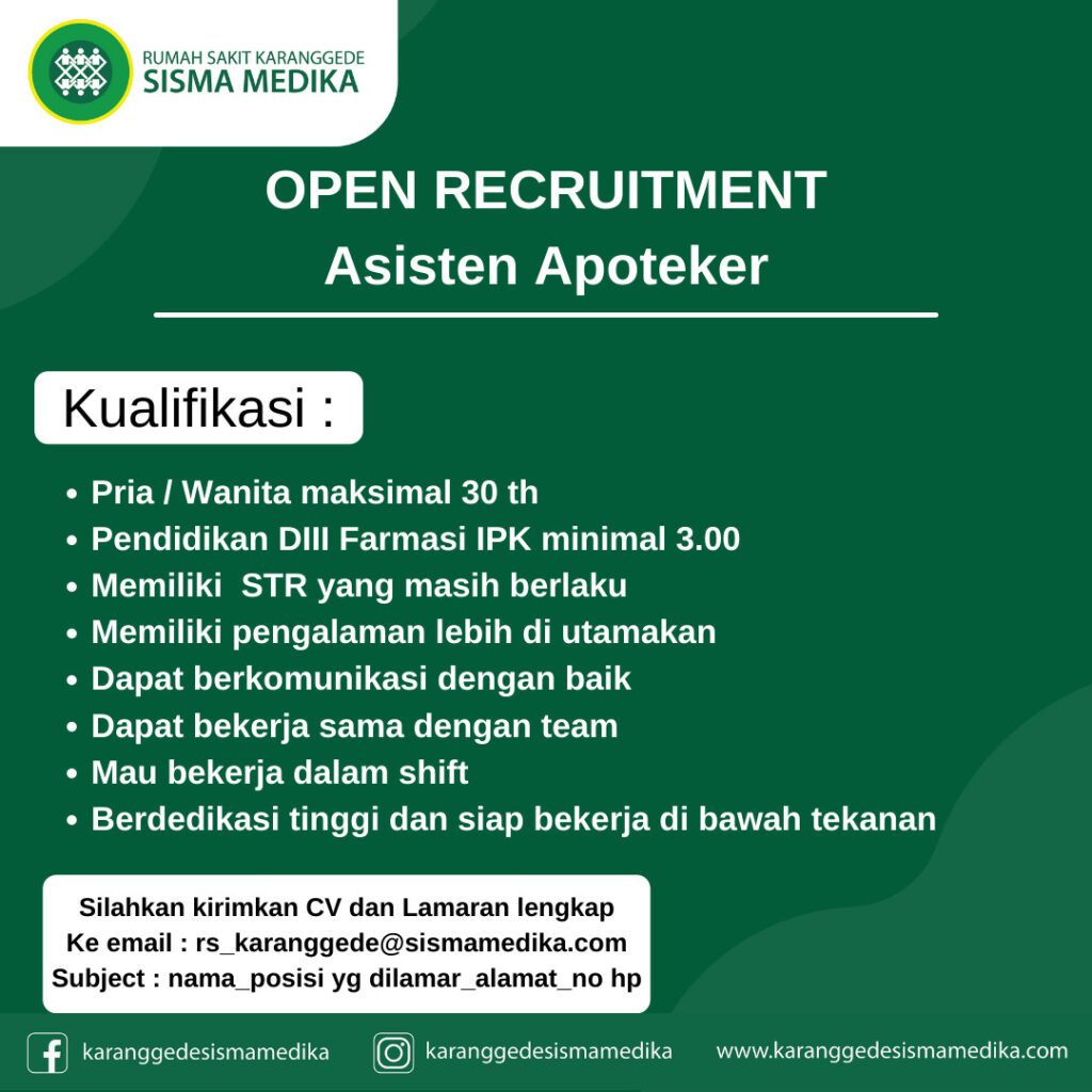 Lowongan Kerja Analis Kesehatan & Apoteker
